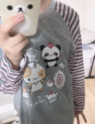 Harajuku Kawaii Striped Sweatshirt photo review