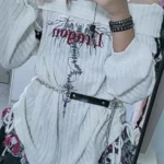 Gothic Print White Pullover photo review