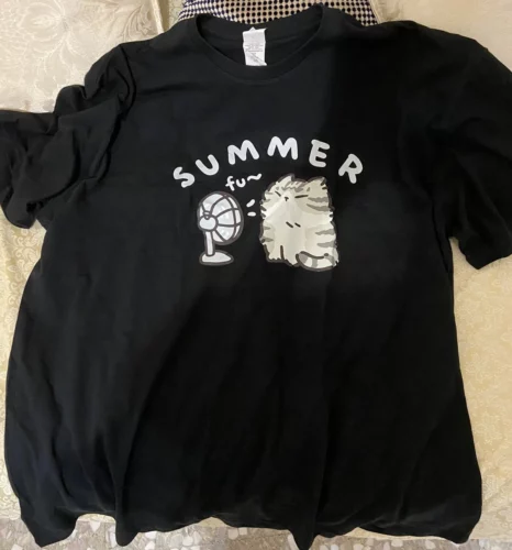 Summer Fan Cat T-shirt photo review