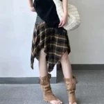 Asymmetric Grunge Punk Plaid Skirt photo review