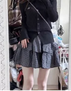 Ruffle Layered Plaid Mini Skirt photo review