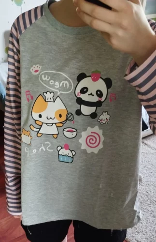 Harajuku Kawaii Striped Sweatshirt photo review