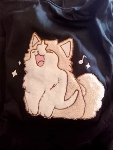 Cute Cartoon Cat Fluffy Application Hoodie photo review