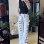 White Acubi Ripped Baggy Denim Jeans photo review