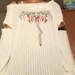 Gothic Print White Pullover photo review