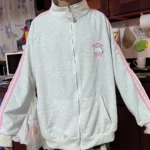 Kawaii Hoodie with Pink Cat Embroidery photo review