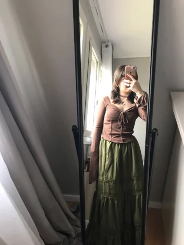 Cottagecore Boho Pleated Long Skirt photo review