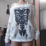 Knitted White Pullover with Skeleton photo review