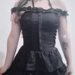 Gothic Harajuku Dress with Ruffles and Lacing photo review