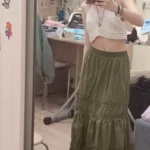 Cottagecore Boho Pleated Long Skirt photo review