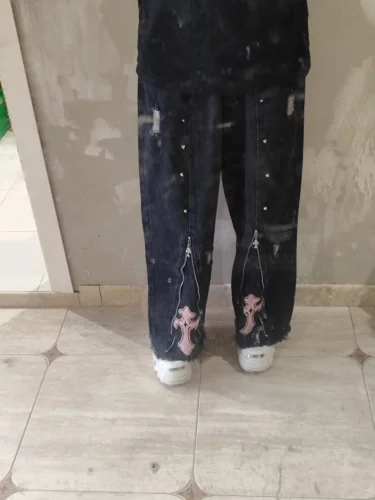 Gothic acubi oversize jeans with crosses photo review