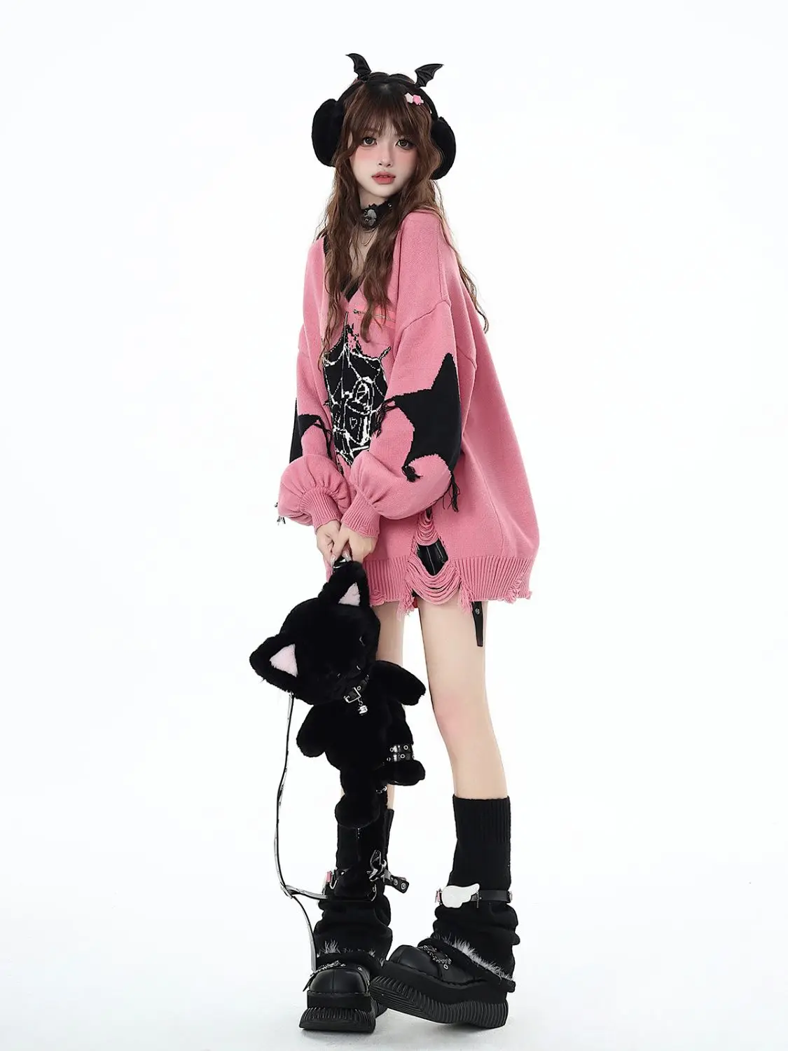 Grunge Gothic Knit Oversized Sweaters - 10