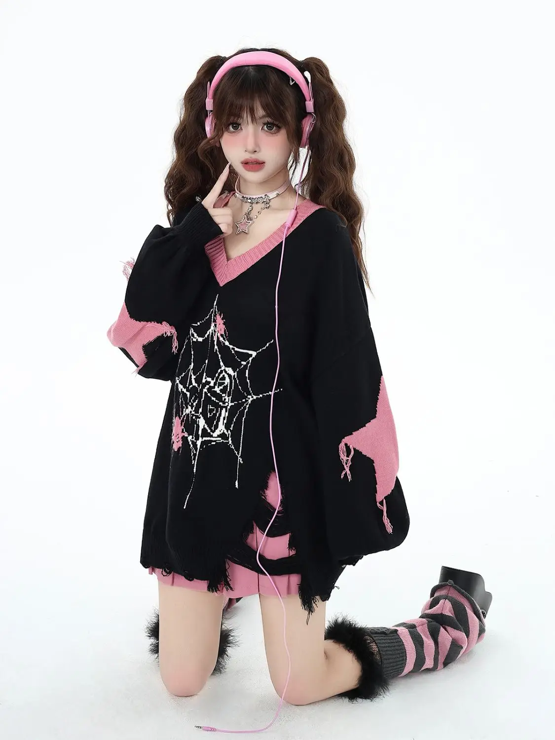 Grunge Gothic Knit Oversized Sweaters - 11