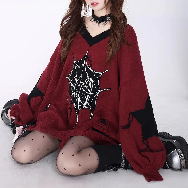 Grunge Gothic Knit Oversized Sweaters - 14