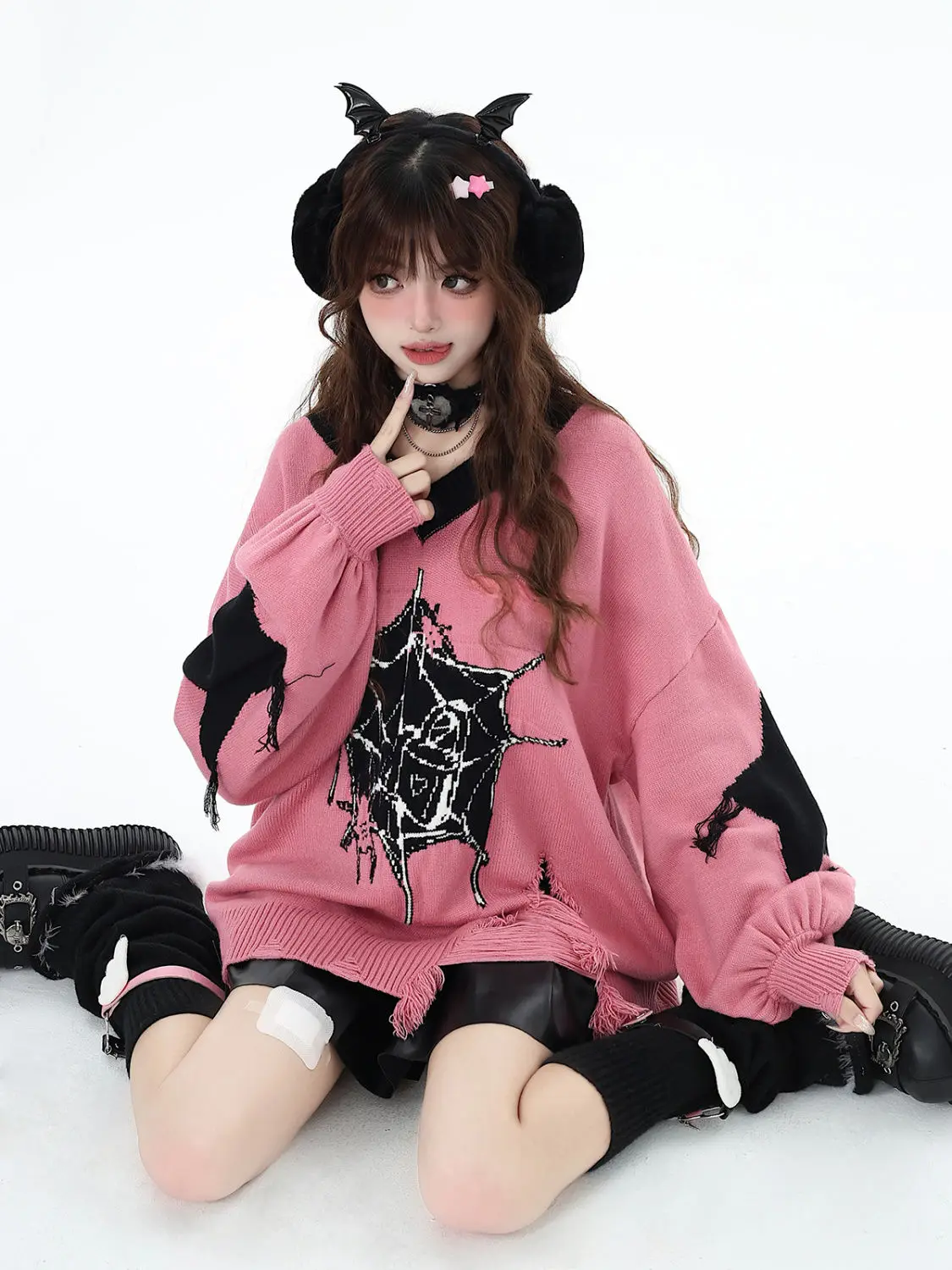 Grunge Gothic Knit Oversized Sweaters - 7