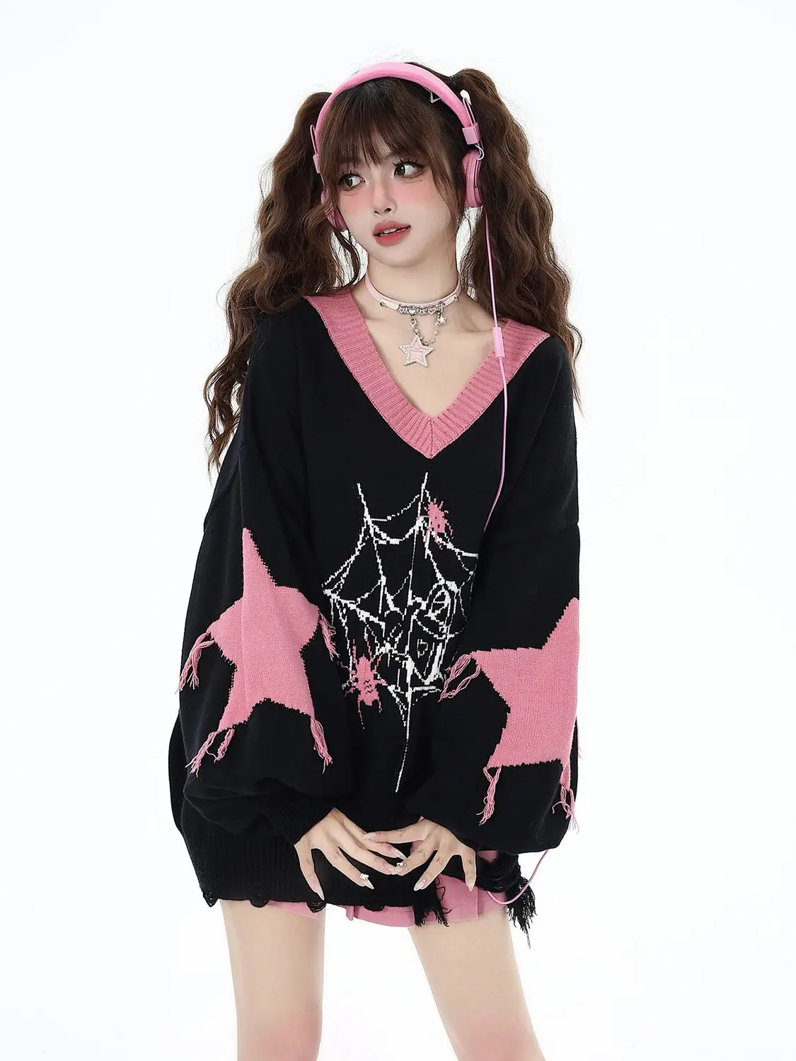 Grunge Gothic Knit Oversized Sweaters - 8