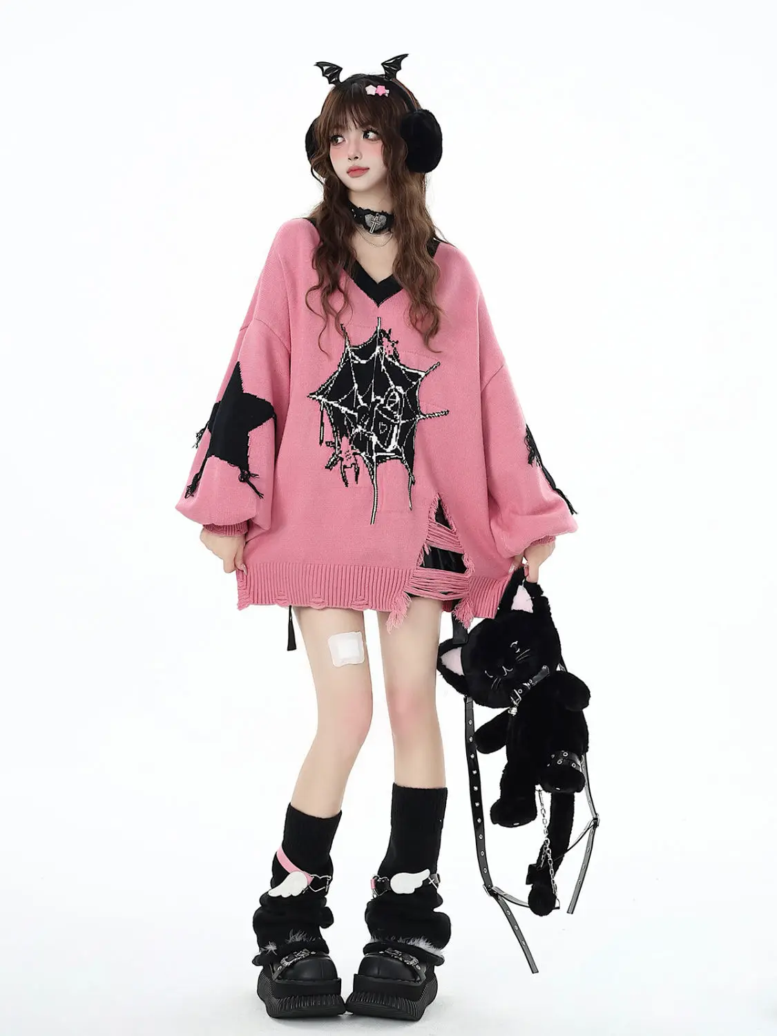 Grunge Gothic Knit Oversized Sweaters - 6