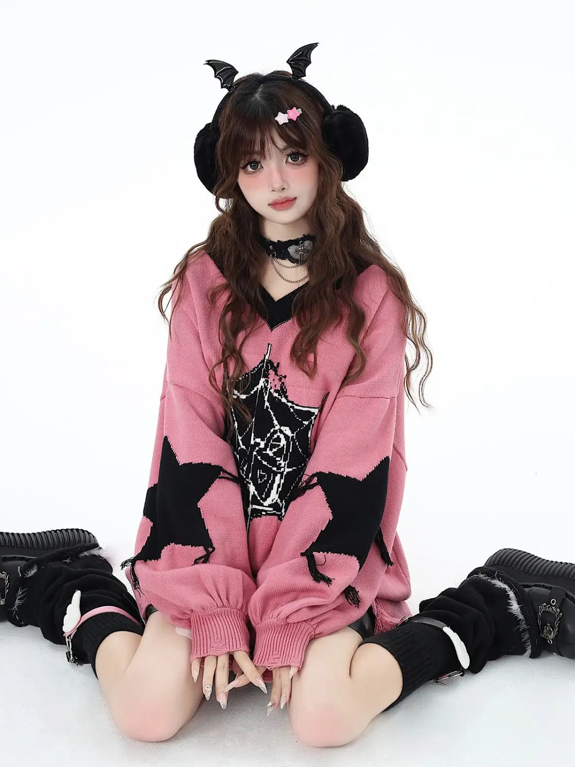 Grunge Gothic Knit Oversized Sweaters - 2