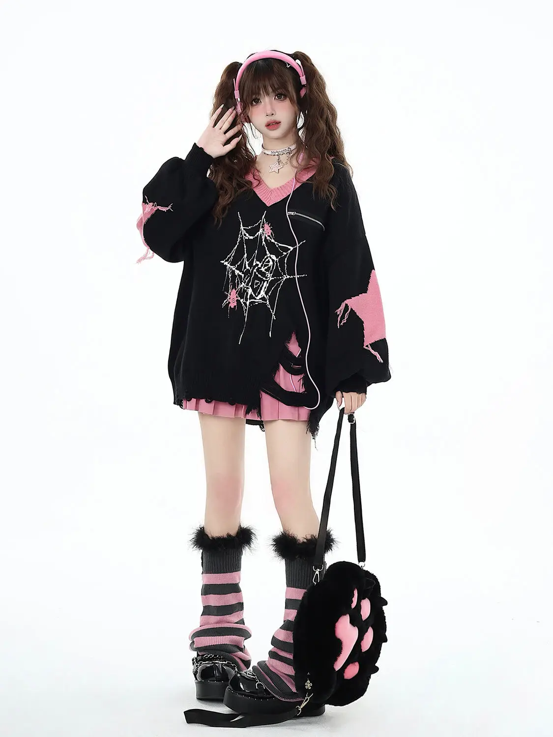 Grunge Gothic Knit Oversized Sweaters - 4