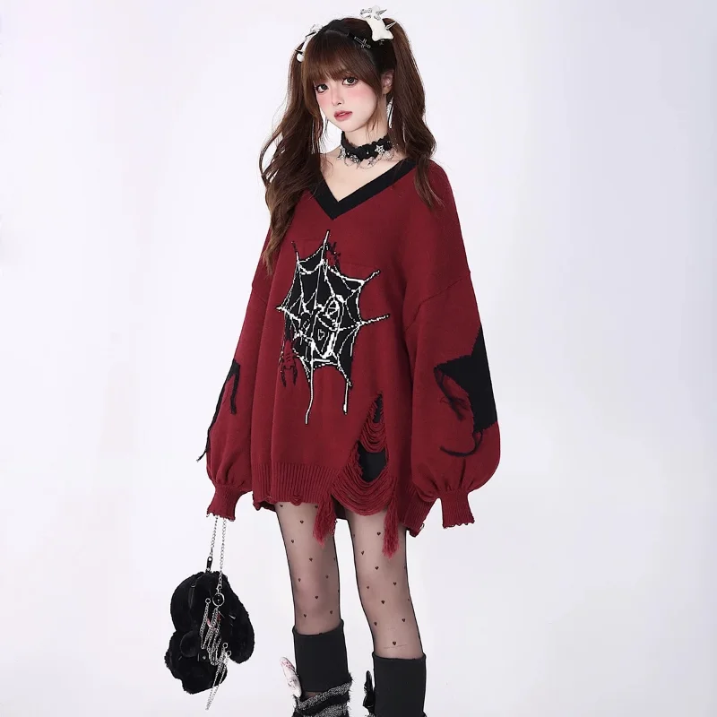 Grunge Gothic Knit Oversized Sweaters - 13