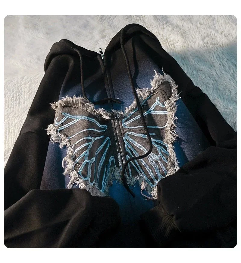 Y2k Butterfly Patch Hoodie - 15