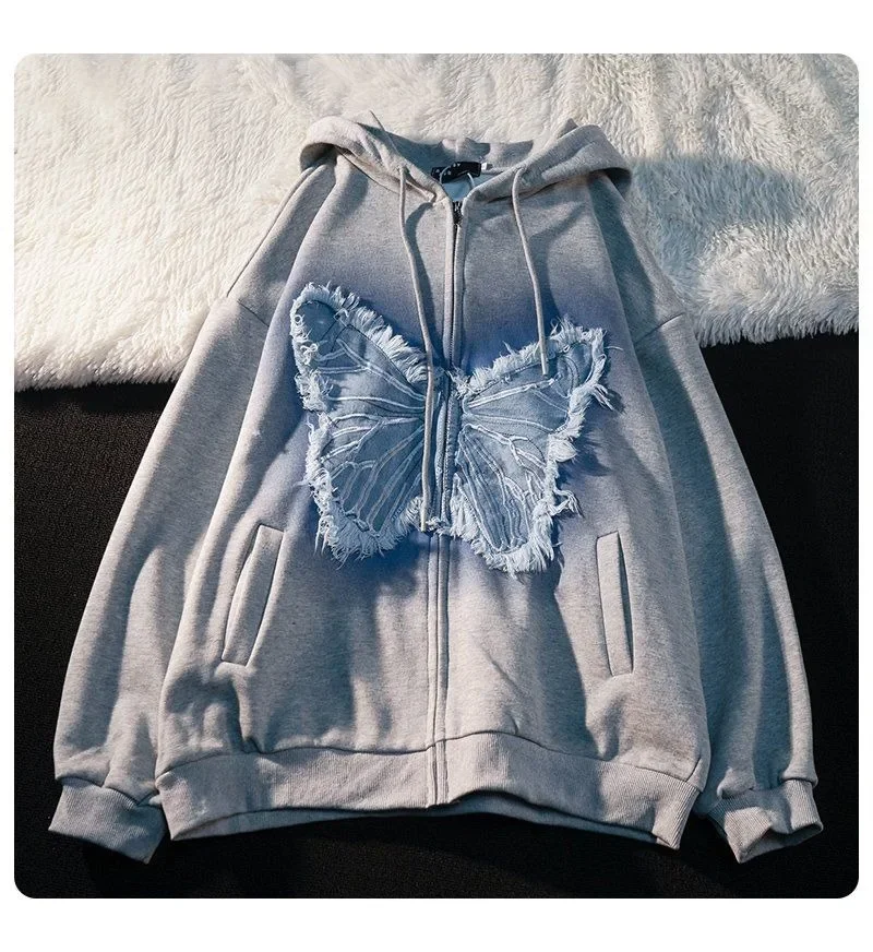 Y2k Butterfly Patch Hoodie - 6