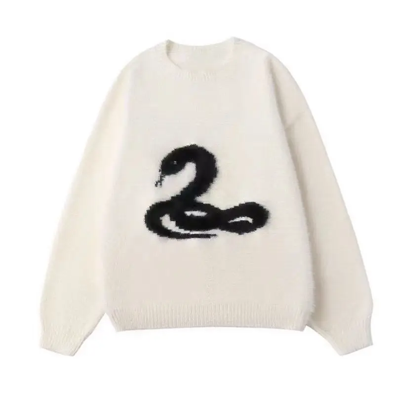 Gothic Snake Print Oversized Sweater - 1