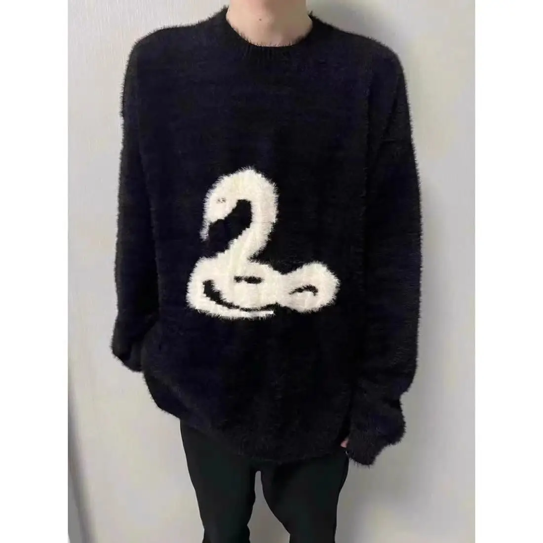 Gothic Snake Print Oversized Sweater - 9