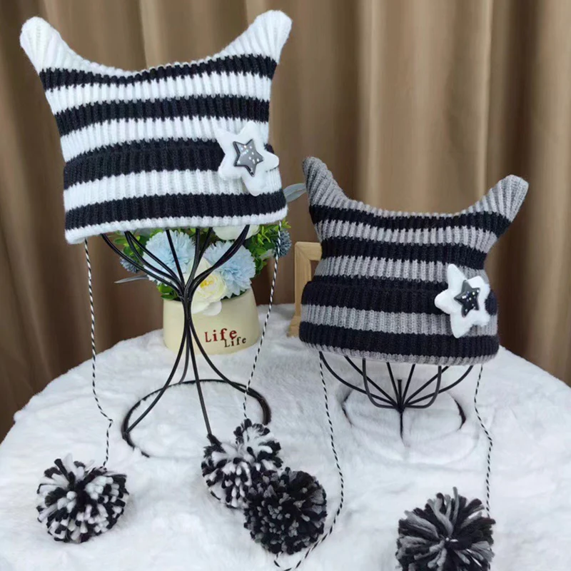 Cute Cat Ears Knitted Beanie Hat - 8