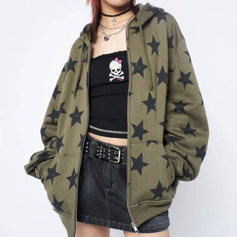 Acubi Star Oversized Zip Up Jacket - 2