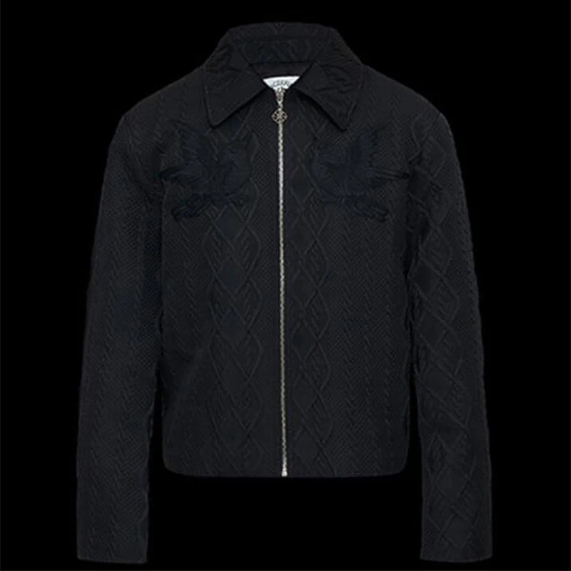 Y2K Jacquard Jacket with Fashionable Embroidery - 8