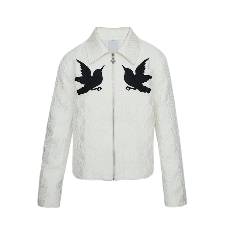 Y2K Jacquard Jacket with Fashionable Embroidery - 4