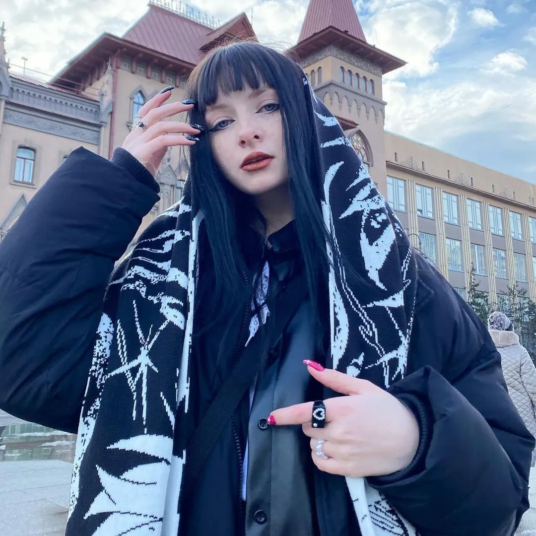 Harajuku Anime Gothic knitted scarf - 2