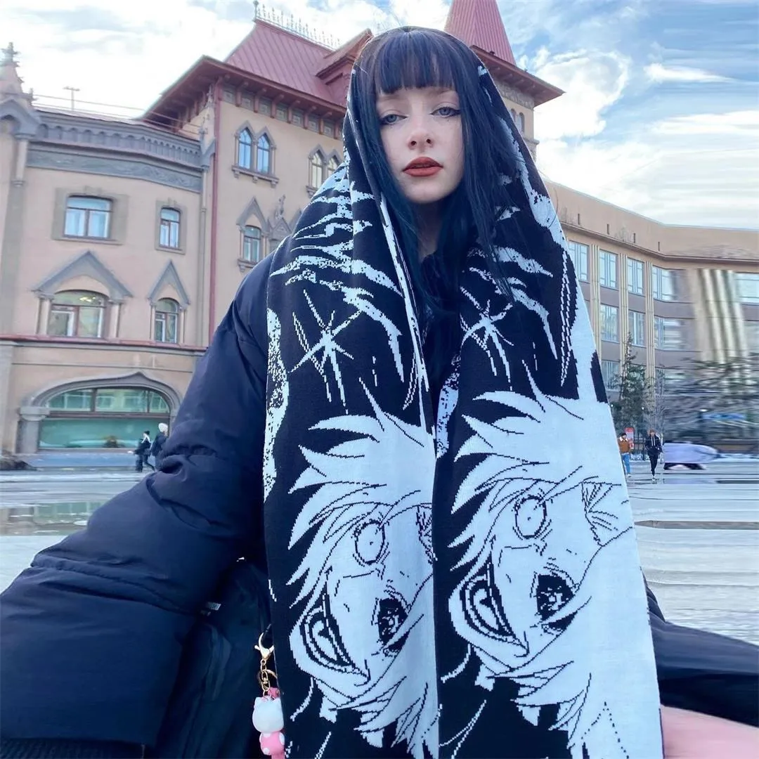 Harajuku Anime Gothic knitted scarf - 3