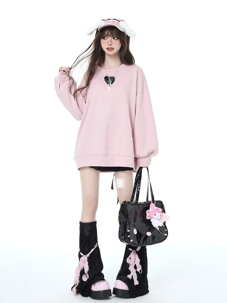 Kawaii Sweatshirt with a bow and lacing - 2