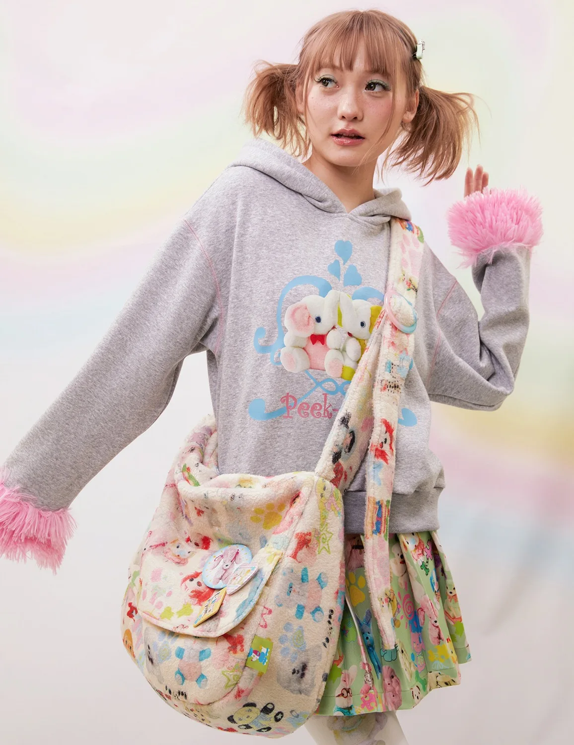 Kawaii Fleece Shoulder Crossbody Bag - 2