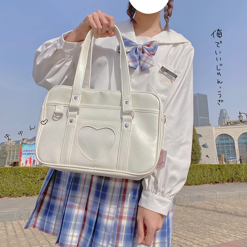 Kawaii Handbags with Heart Transparent pocket - 1