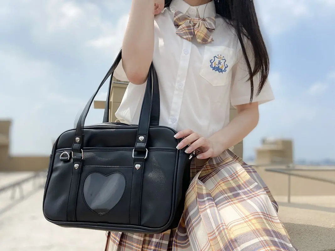 Kawaii Handbags with Heart Transparent pocket - 11