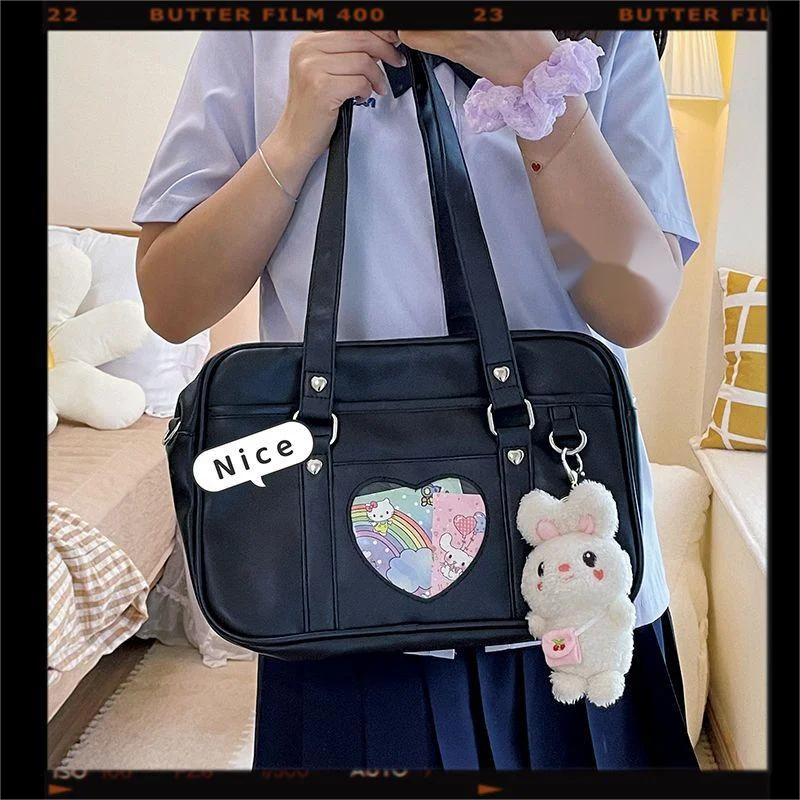 Kawaii Handbags with Heart Transparent pocket - 15