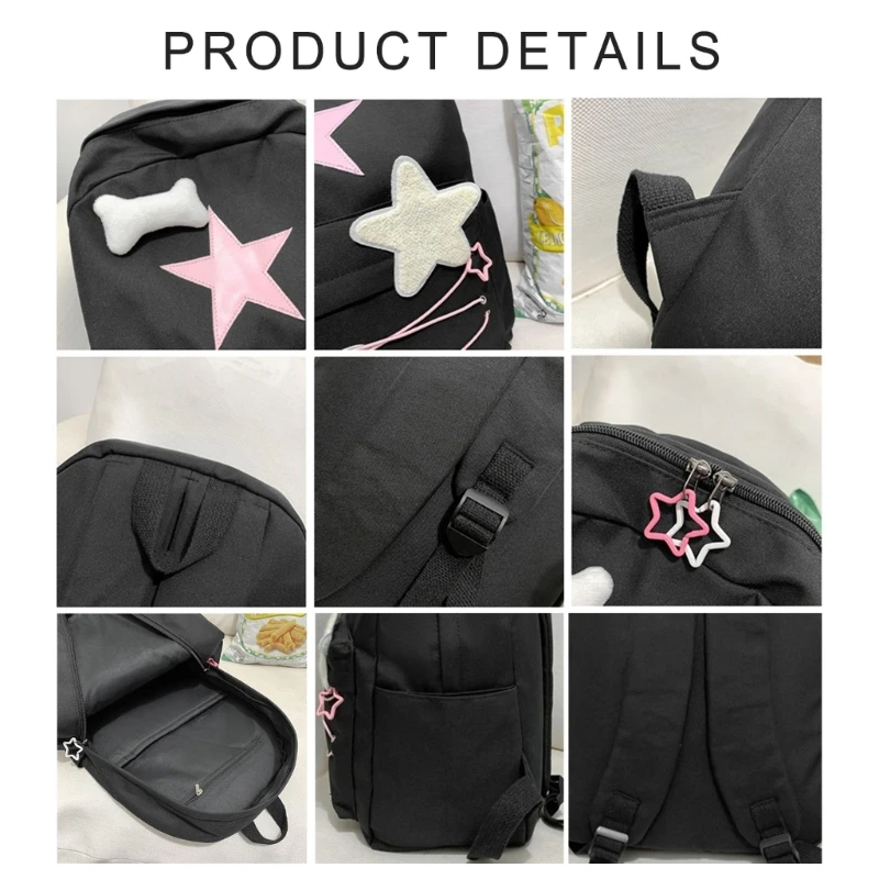 Soft Corduroy Backpack Star Pattern - 13