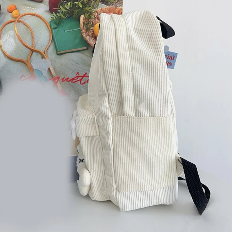 Soft Corduroy Backpack Star Pattern - 9