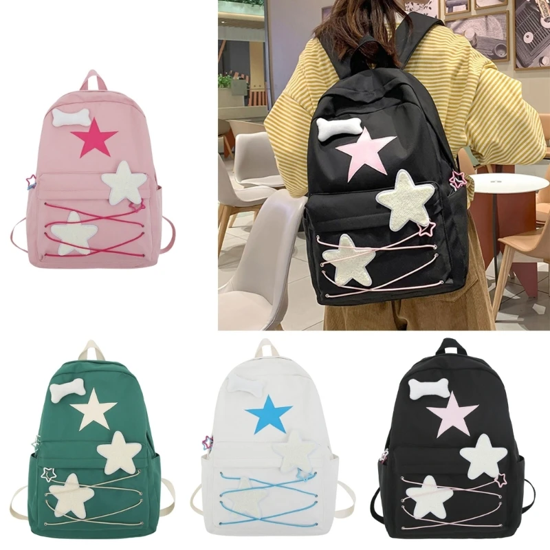 Soft Corduroy Backpack Star Pattern - 12