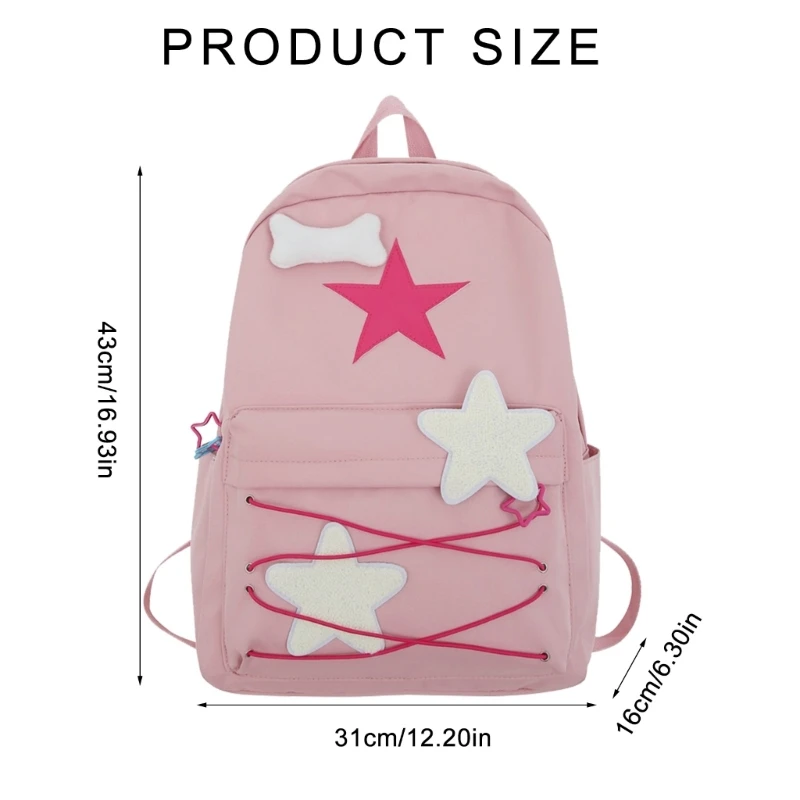 Soft Corduroy Backpack Star Pattern - 11