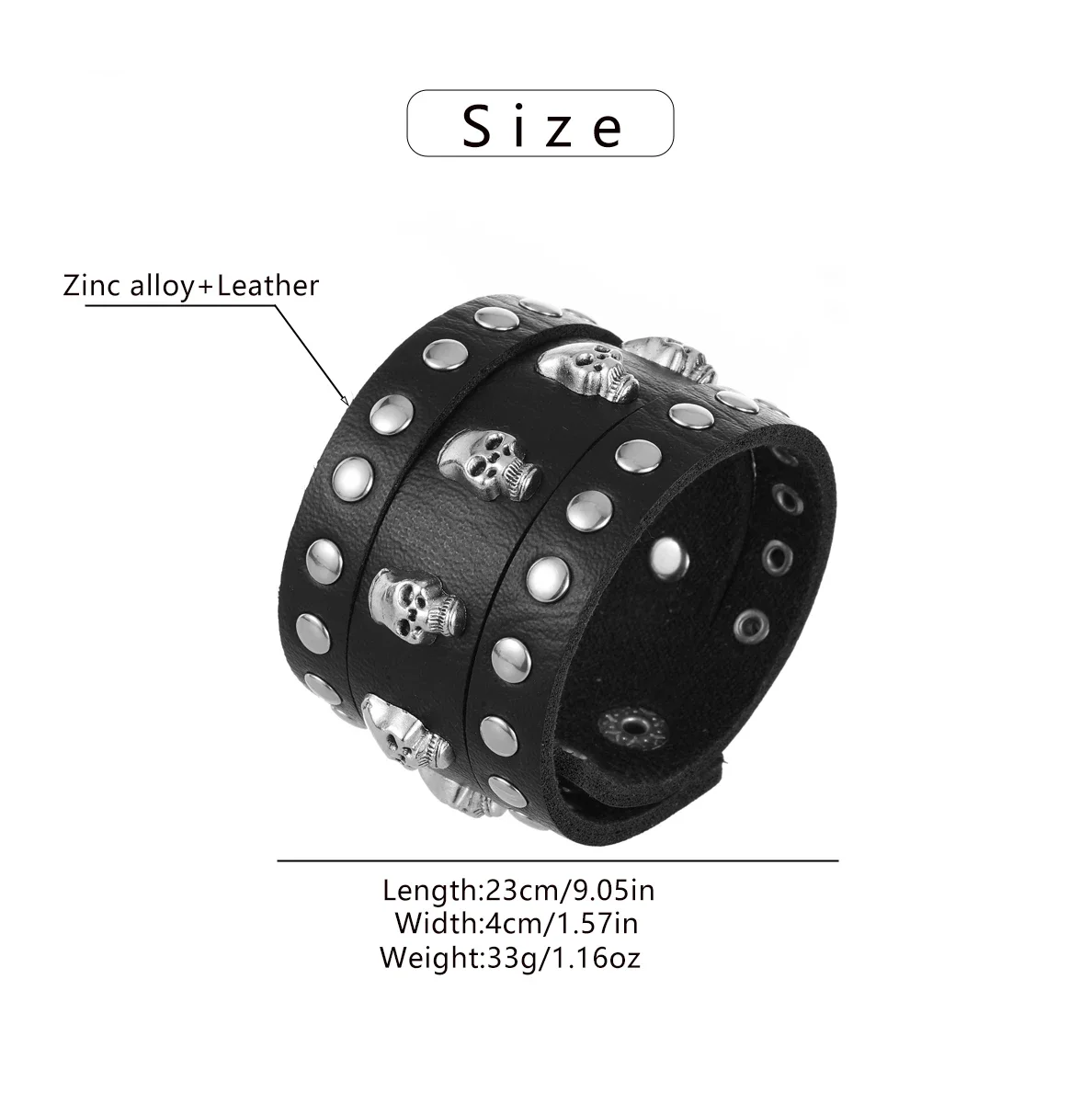 Wristband with skulls and rivet - 1