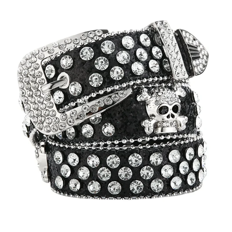 Belt with Rhinestones and Skull - 1