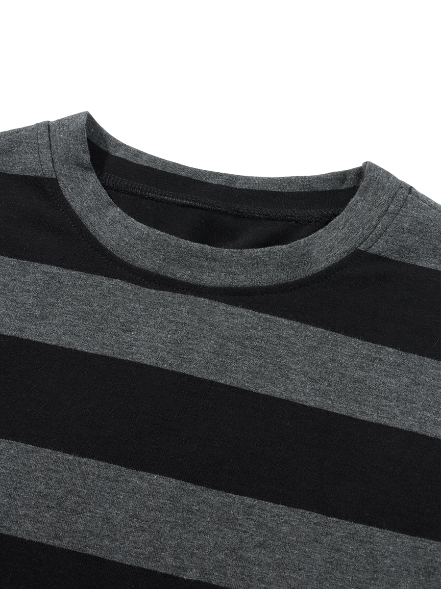 Grunge Punk T-Shirt with Gray Stripes - 2