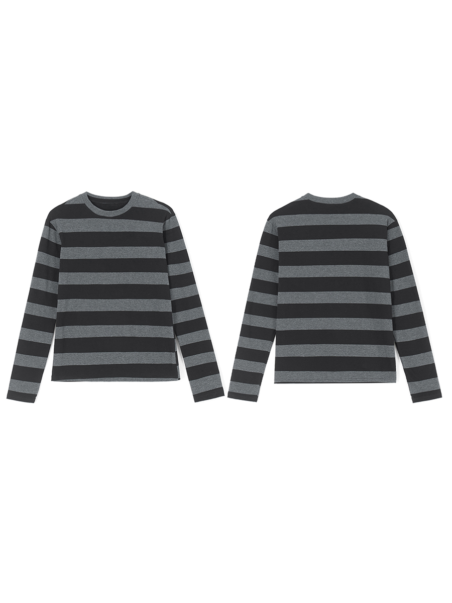 Grunge Punk T-Shirt with Gray Stripes - 8