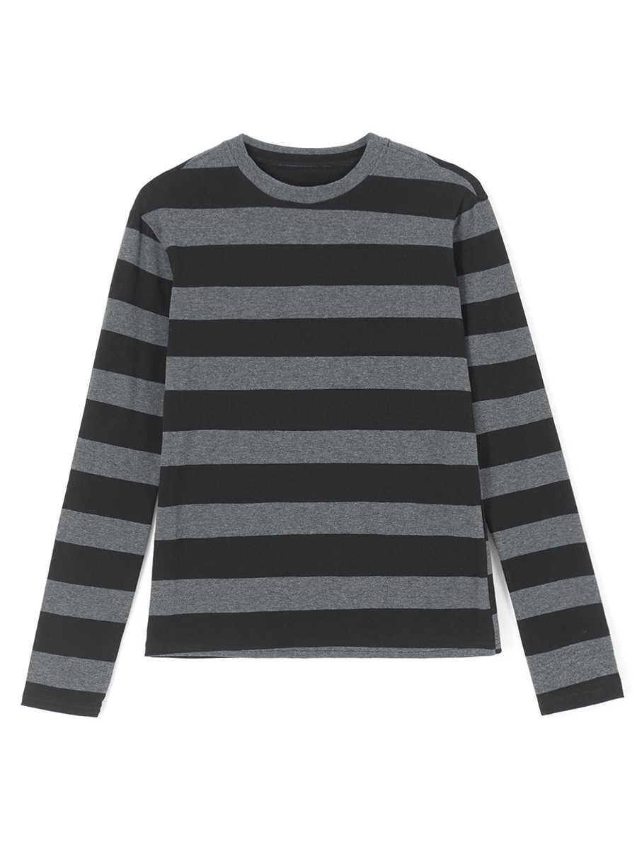 Grunge Punk T-Shirt with Gray Stripes - 7