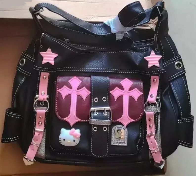 Kawaii Gothic Hello Kitty Pink Cross Bag - 8