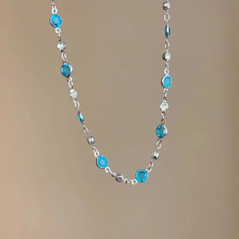 Cute Blue Crystal Butterfly Necklace - 3